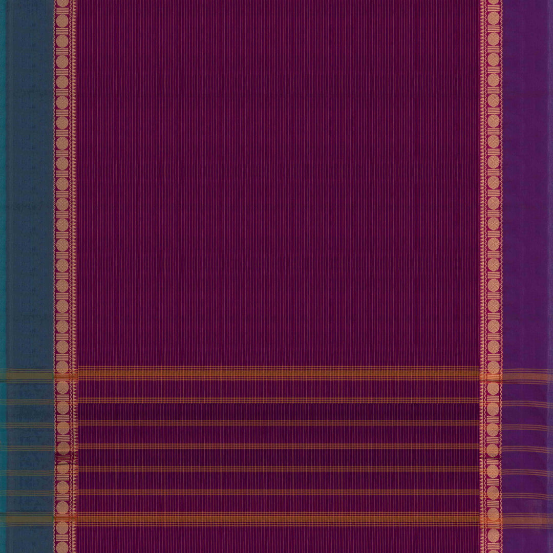 Pallu of Handwoven Purple with Ganga Jamuna border Chettinad Cotton Saree
