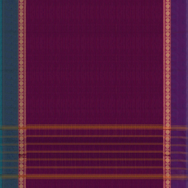 Pallu of Handwoven Purple with Ganga Jamuna border Chettinad Cotton Saree