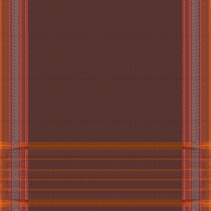 Pallu of Handwoven Grey with Orange border Chettinad Cotton Saree
