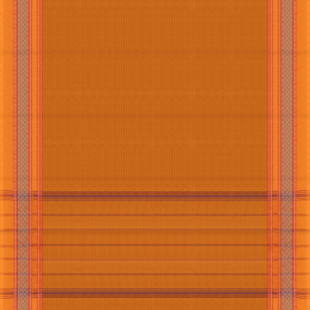 Pallu of Handwoven Grey with Orange border Chettinad Cotton Saree