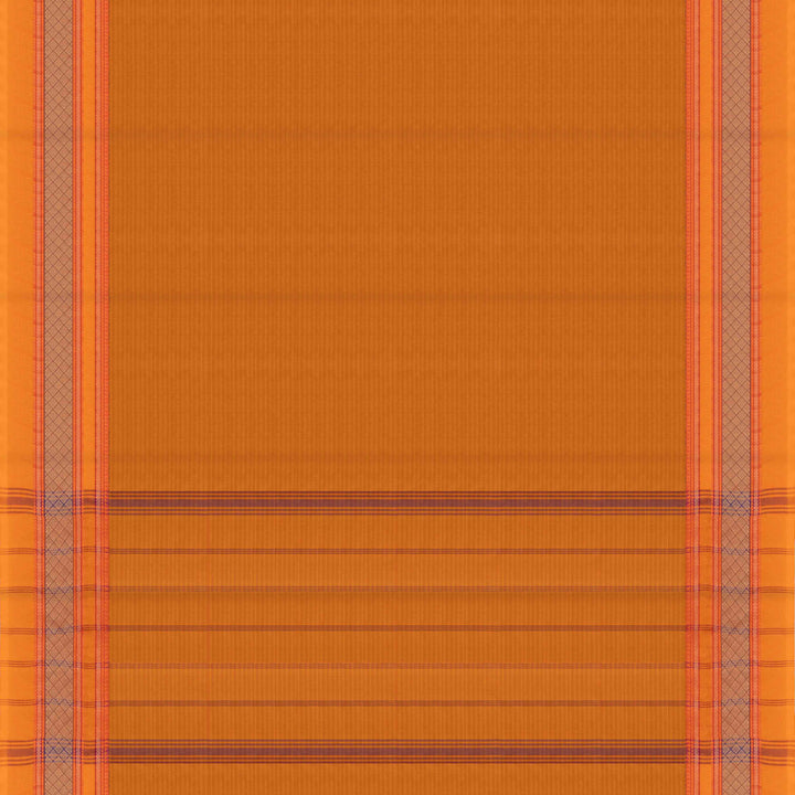 Pallu of Handwoven Grey with Orange border Chettinad Cotton Saree