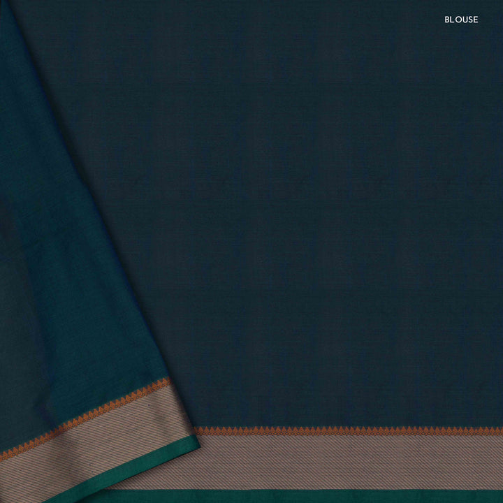 Blouse of Handwoven Blue Kanjivaram Cotton Saree