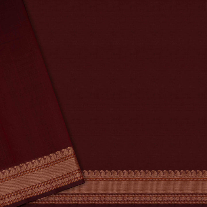Blouse of Handwoven Maroon Kanjivaram Cotton Saree