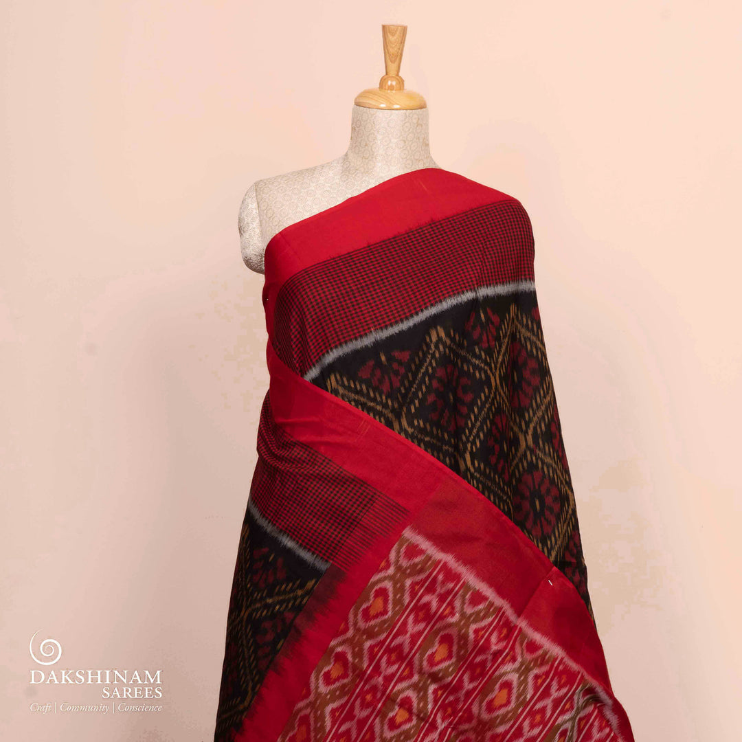 Pleats/body of Handwoven Ikat Cotton 