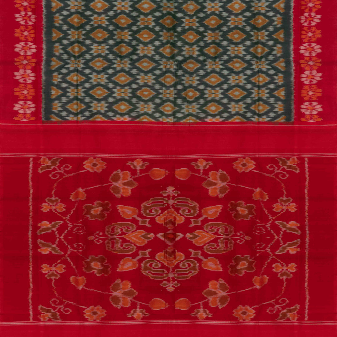 Pallu of  Handwoven Ikat Cotton Saree