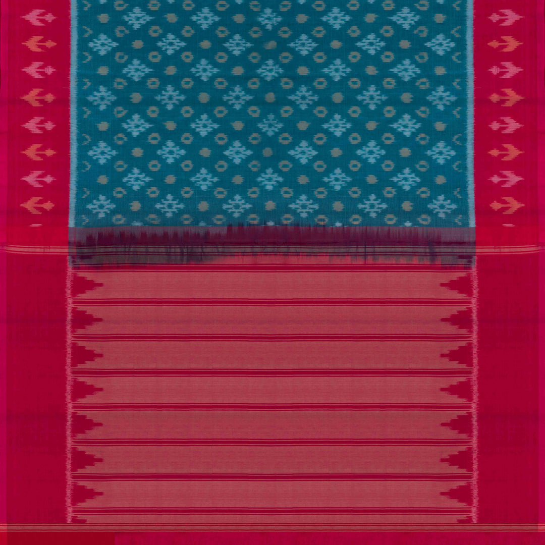 Pallu of Handwoven Ikat Cotton Saree
