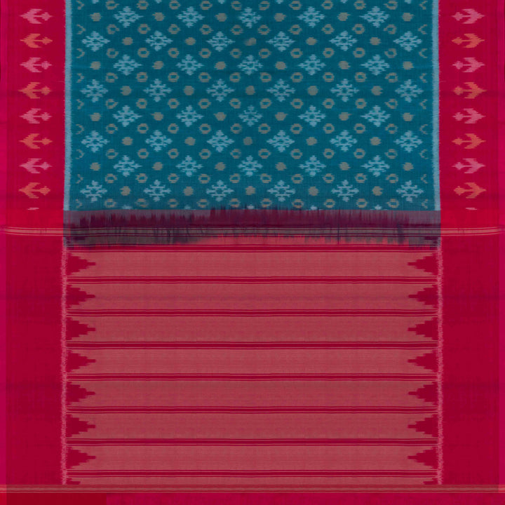 Pallu of Handwoven Ikat Cotton Saree