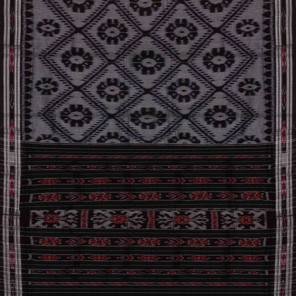 Pallu of Handwoven Ikat Cotton Saree