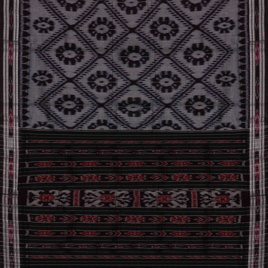 Pallu of Handwoven Ikat Cotton Saree