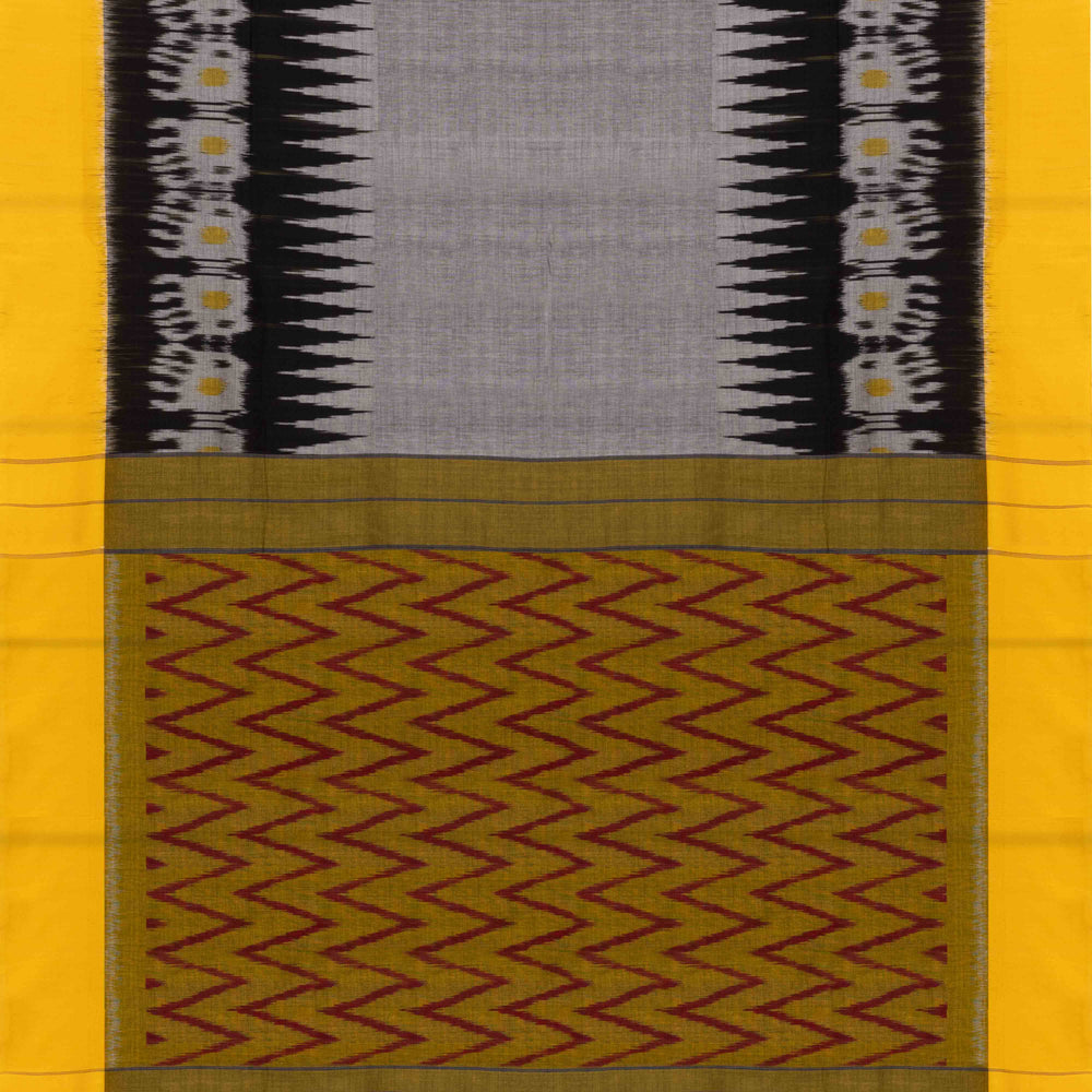 Pallu of Handwoven Ikat Cotton Saree