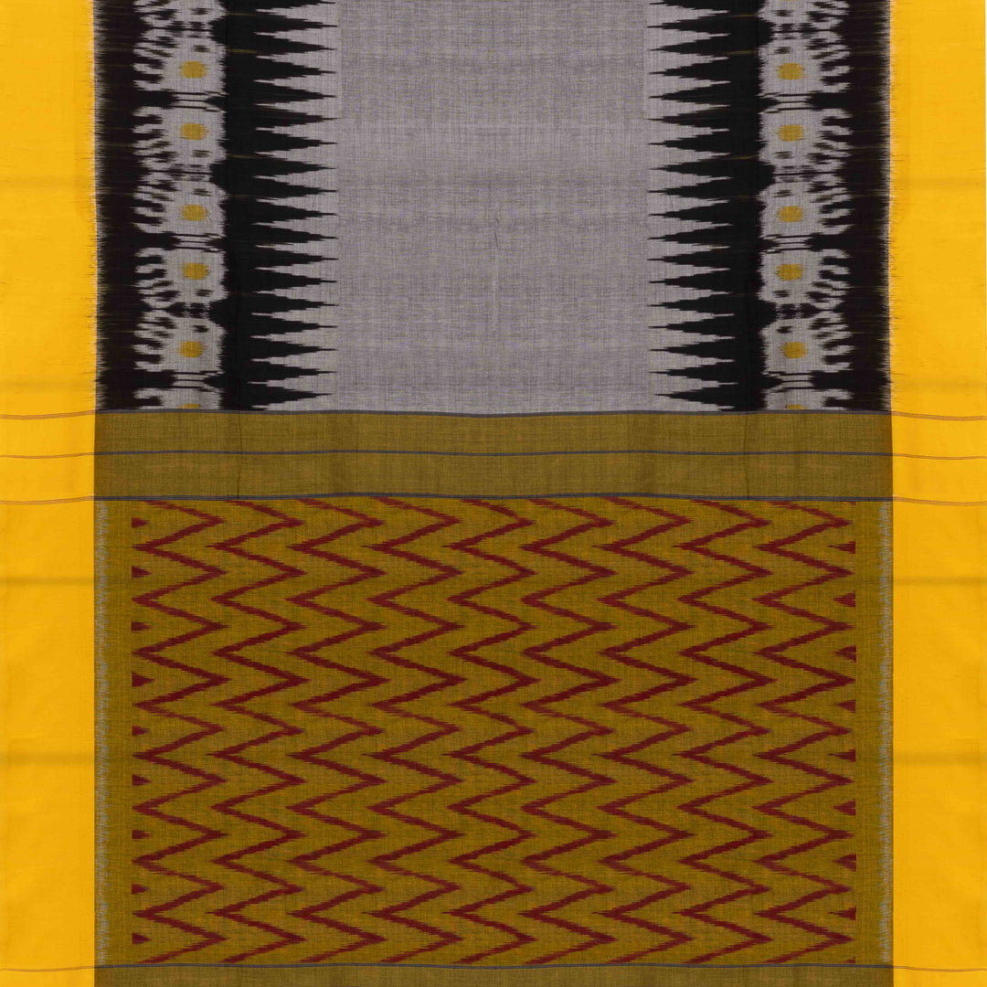 Pallu of Handwoven Ikat Cotton Saree