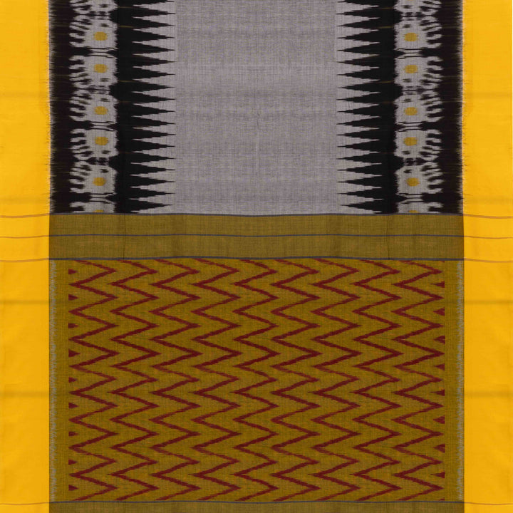 Pallu of Handwoven Ikat Cotton Saree