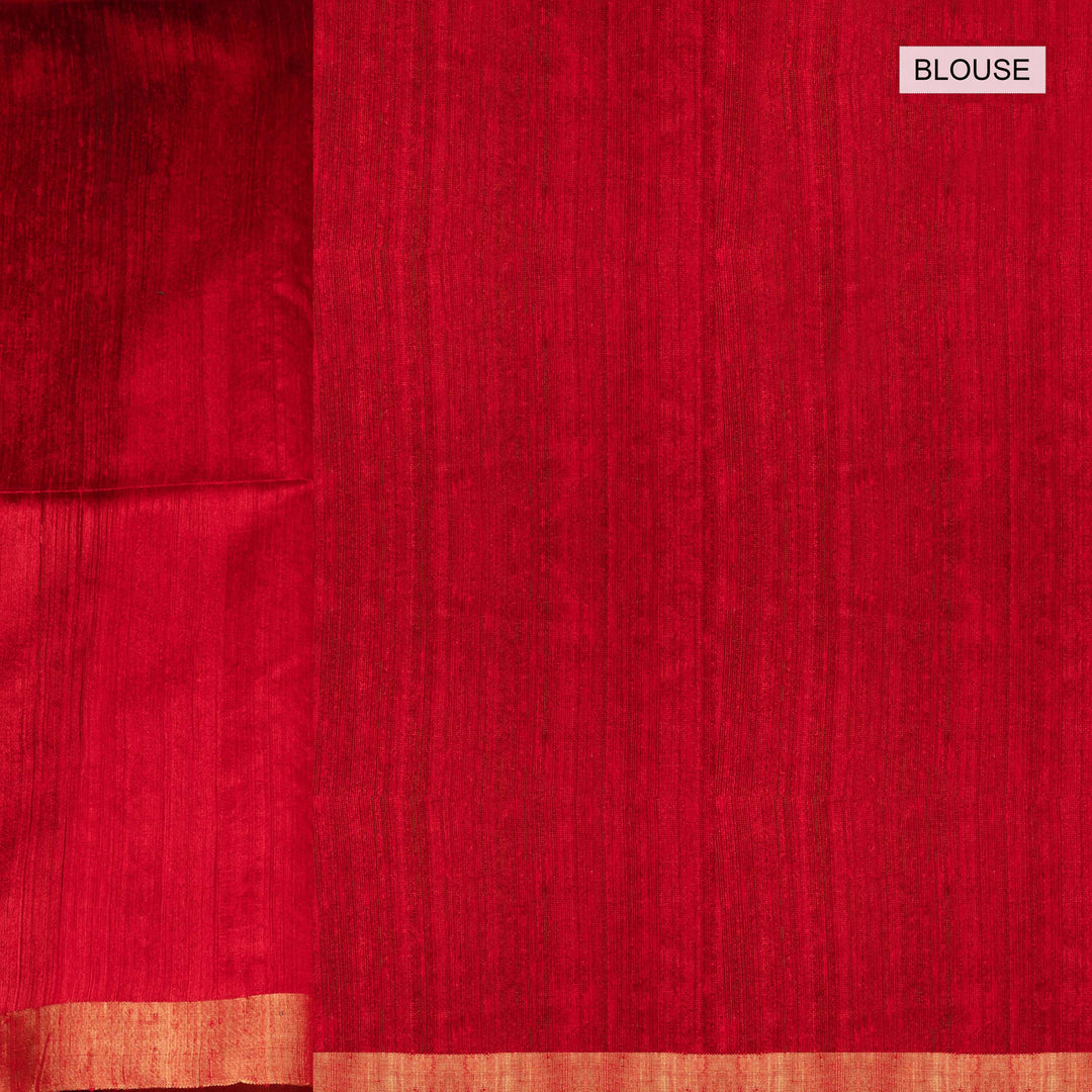 Red fabric with a gold border, labeled 'BLouse'.