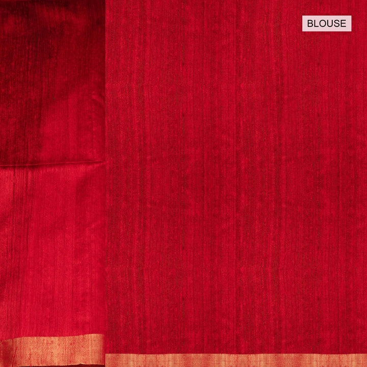 Red fabric with a gold border, labeled 'BLouse'.
