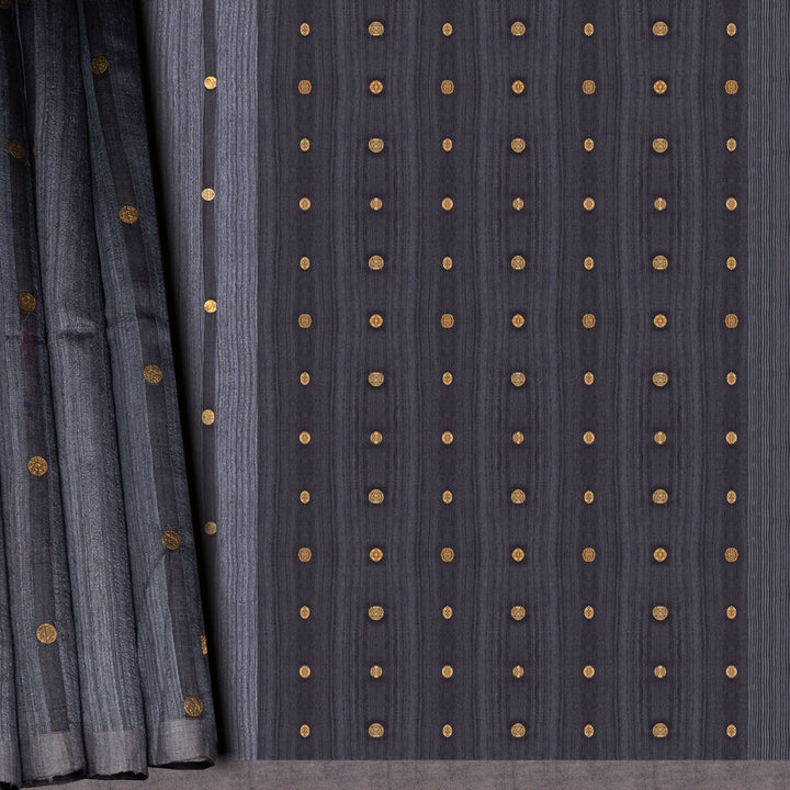 Dark gray fabric with gold button pattern