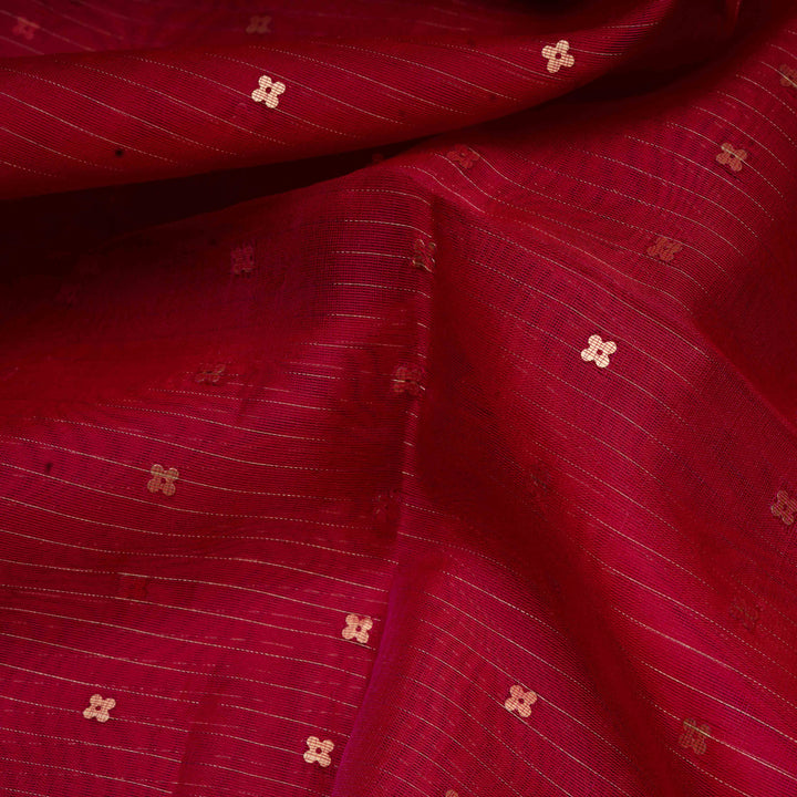 Closeup of Handwoven pink Tissue matka silk Saree