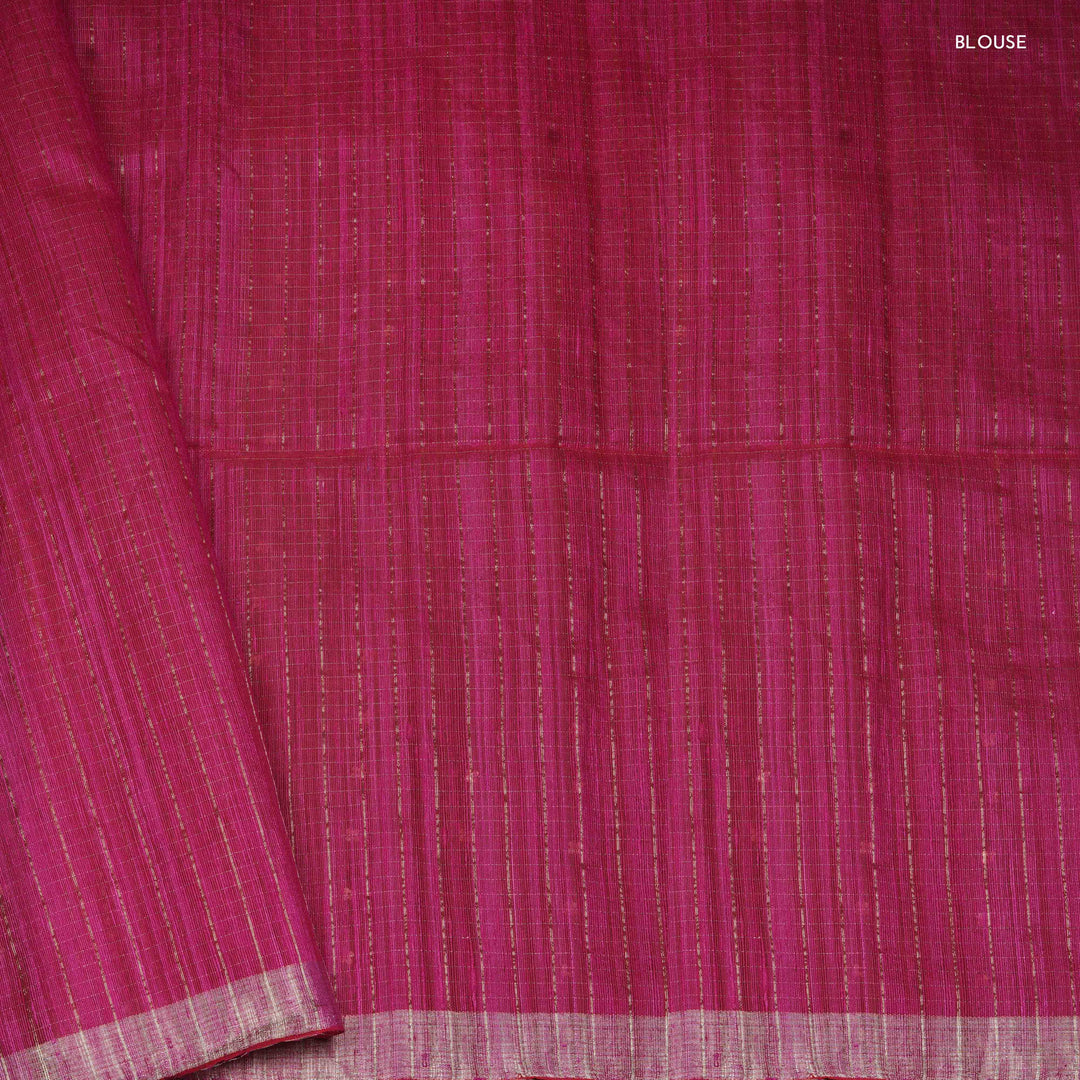 Blouse of Handwoven pink Tissue matka silk Saree