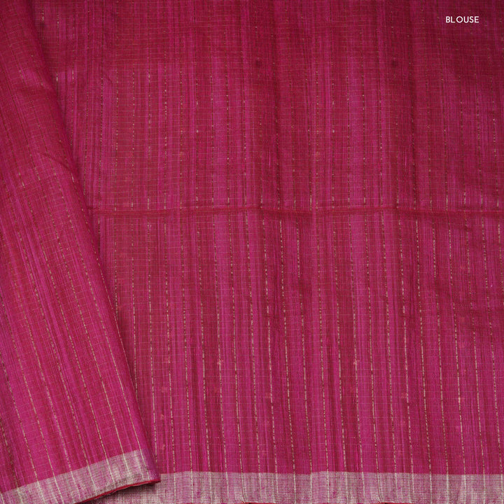 Blouse of Handwoven pink Tissue matka silk Saree