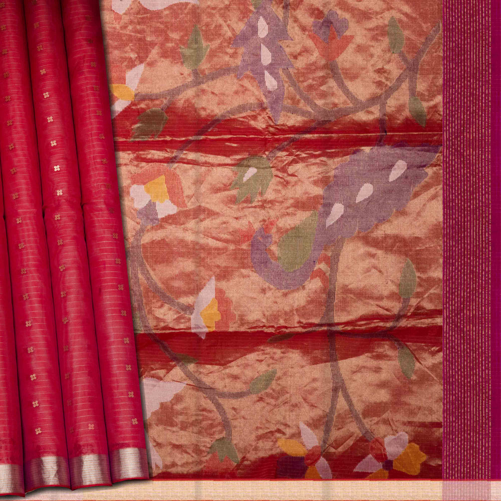 BODY OF Handwoven pink Tissue matka silk Saree