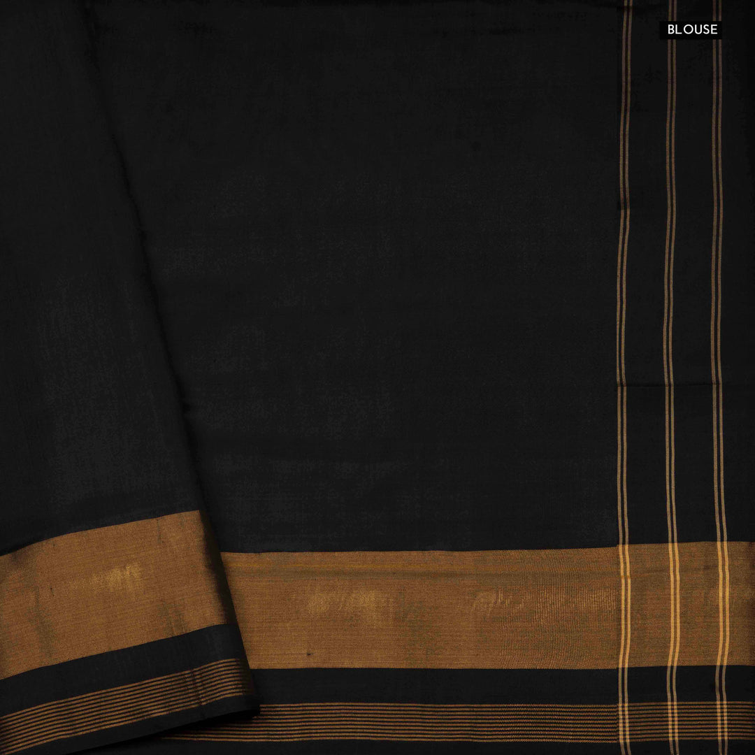 Blouse of Handwoven black Ikat silk  Saree