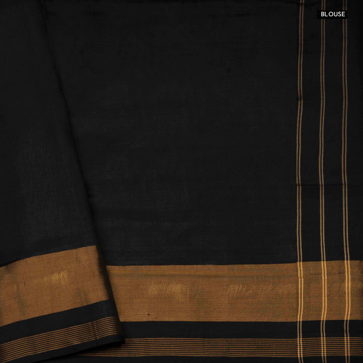 Blouse of Handwoven black Ikat silk  Saree