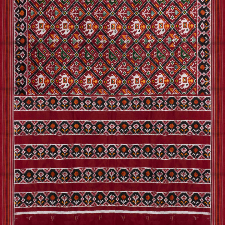 Pallu of Handwoven multicolour patola ikat  Saree