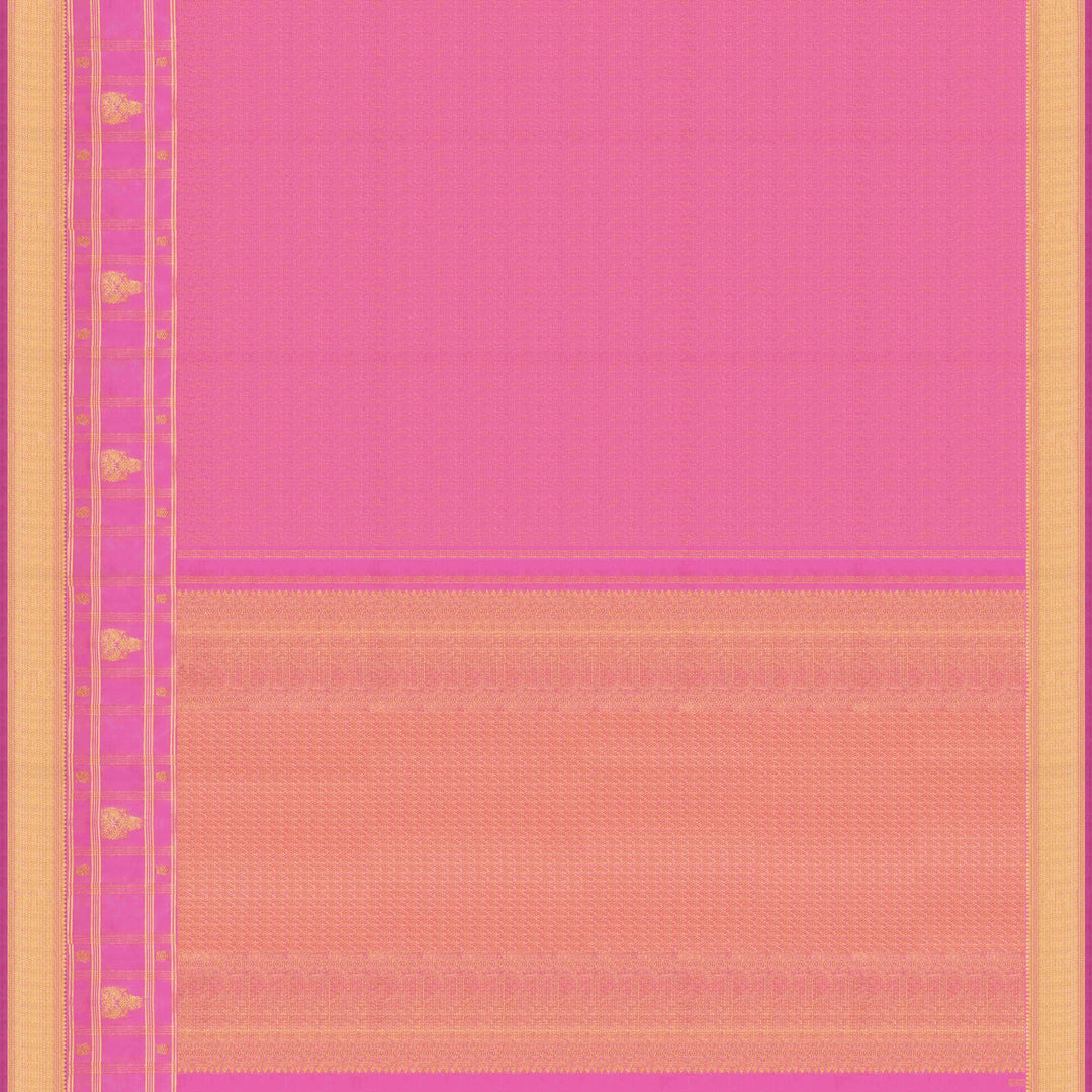 Pallu of Handwoven  pink  kanjivaram silk Saree