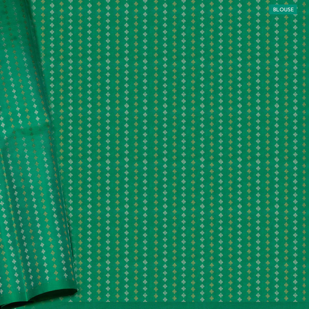 Blouse of Handwoven pallu ikkat kanjivaram silk Saree