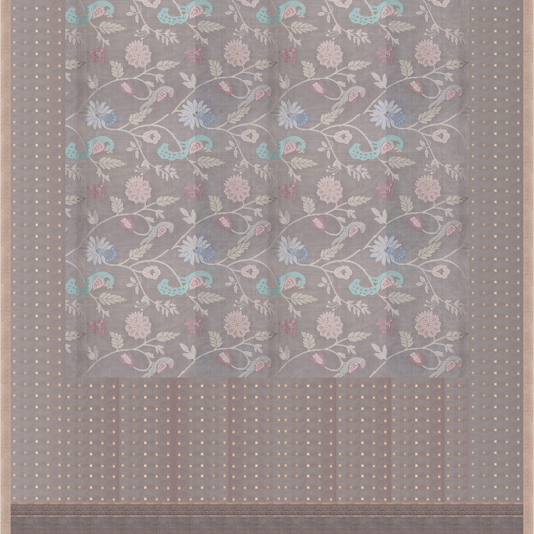 Handwoven grey matka  organza silk Saree- 3111T014973DSC