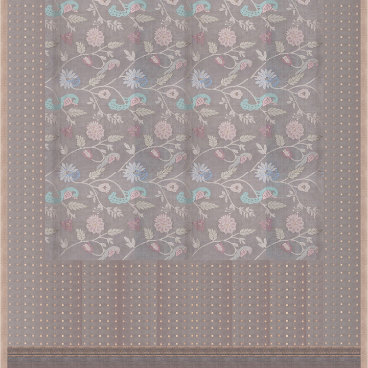 Handwoven grey matka  organza silk Saree- 3111T014973DSC