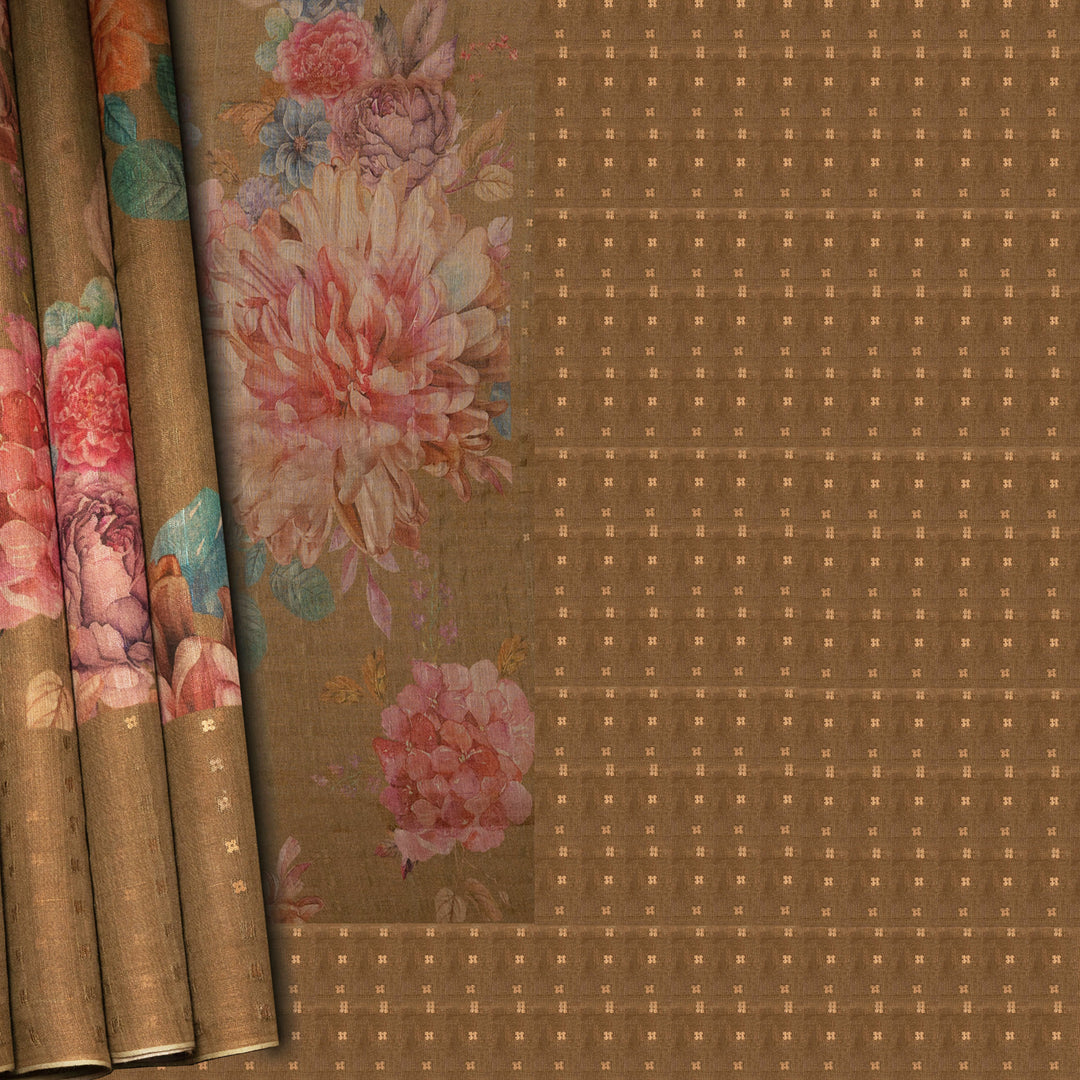 Handwoven moss green matka tissue silk Saree- 3112N027001DSC