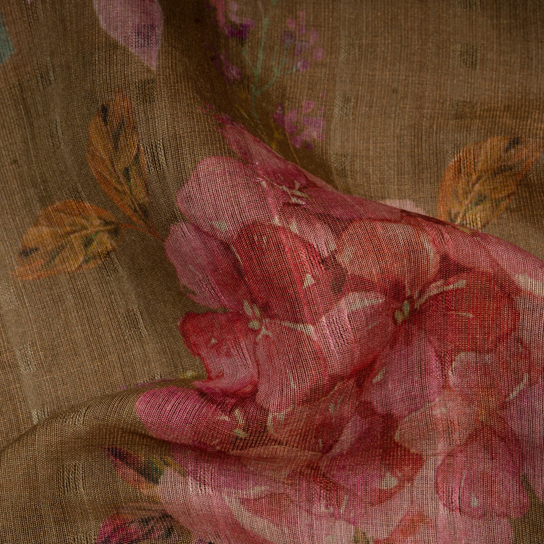 Handwoven moss green matka tissue silk Saree- 3112N027001DSC