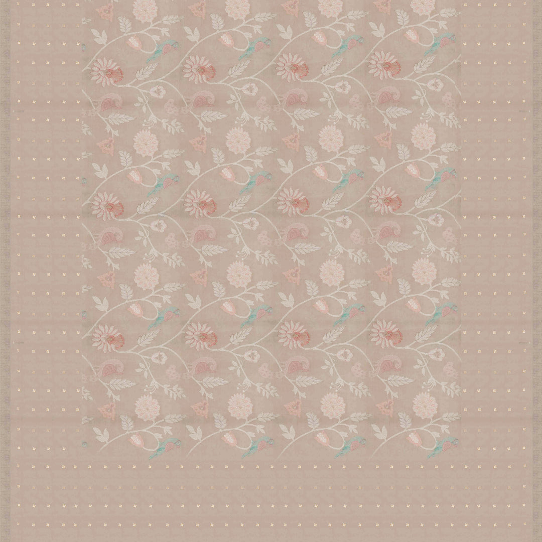 Pallu of Handwoven white matka organza Saree