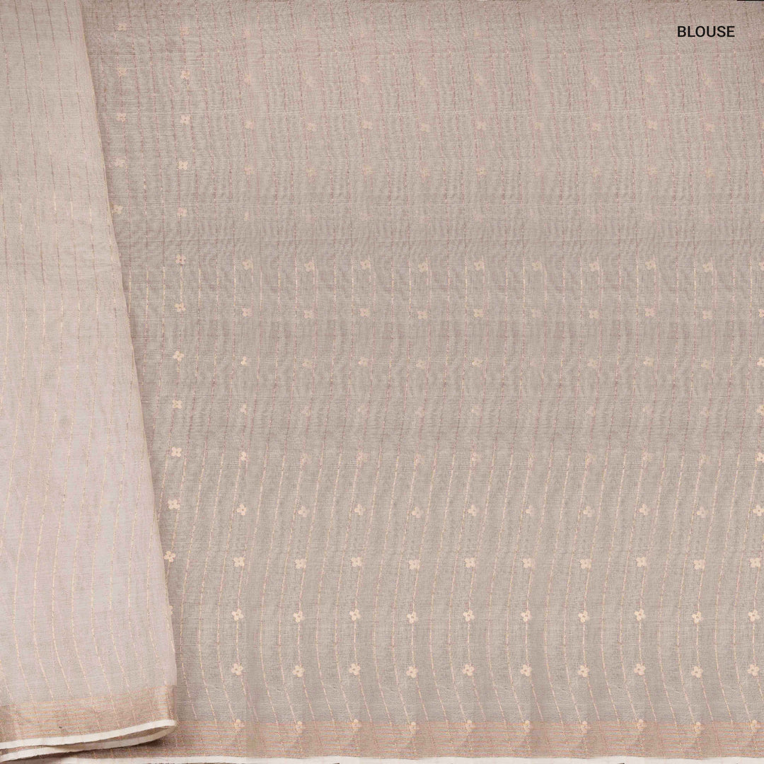 Blouse of Handwoven white matka organza Saree