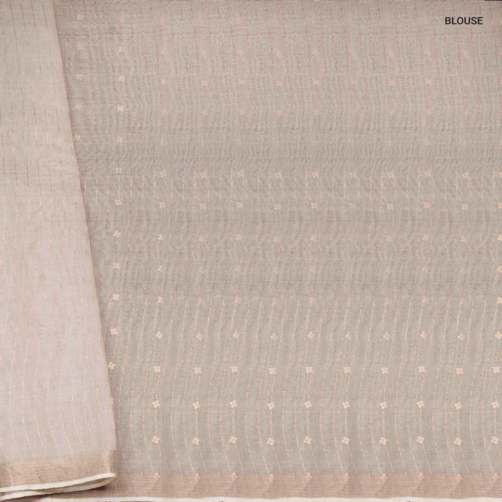 Blouse of Handwoven white matka organza Saree