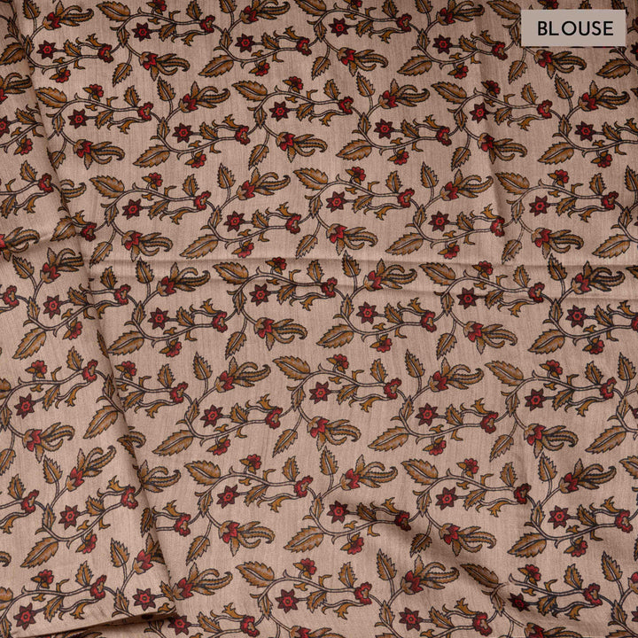 Blouse of Handwoven Mustard kora Tussar silk Saree