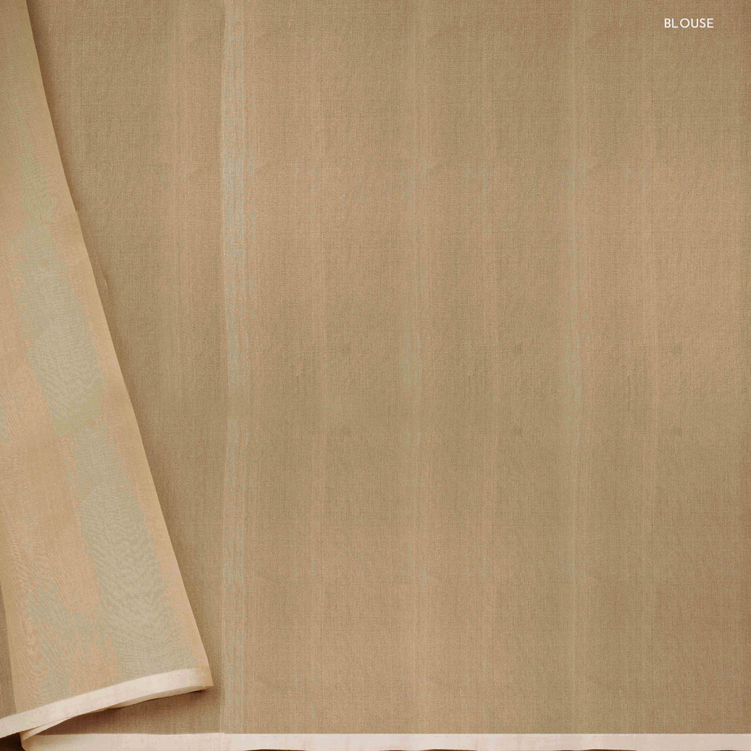 Blouse of Handwoven offwhite kora  silk Saree