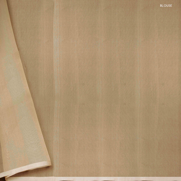 Blouse of Handwoven offwhite kora  silk Saree