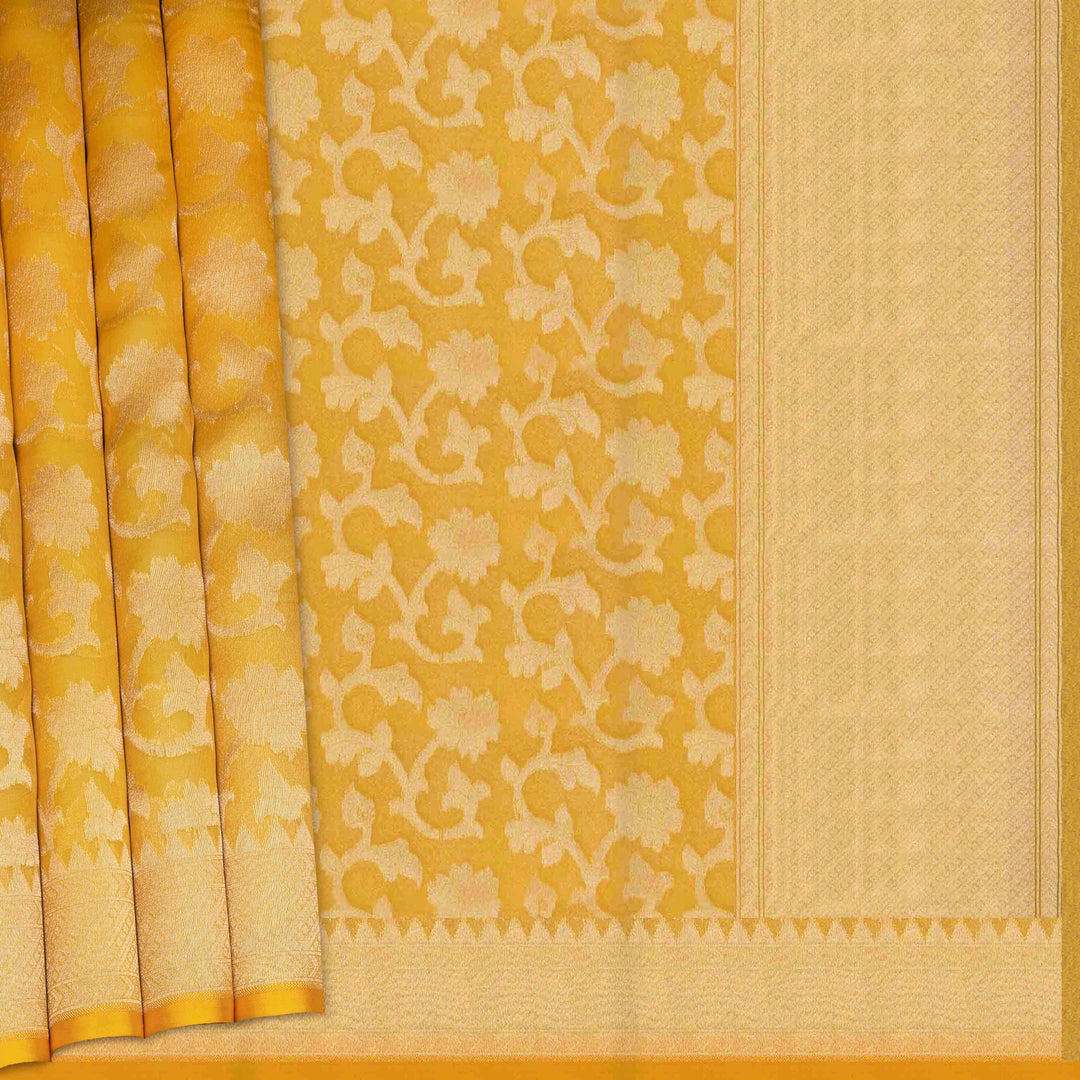 Yellow fabric with floral pattern and plain border