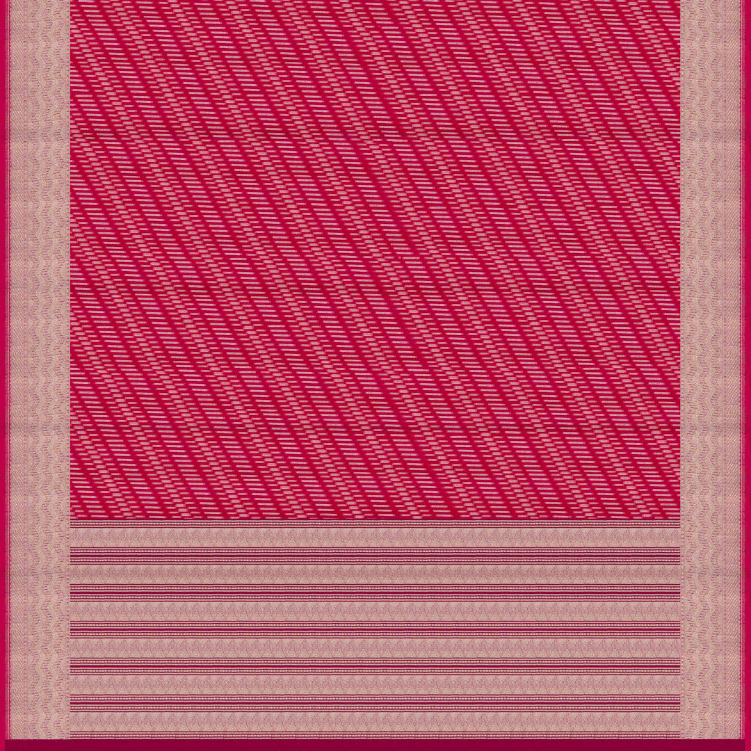 Pallu of Handwoven pink kora silk Saree