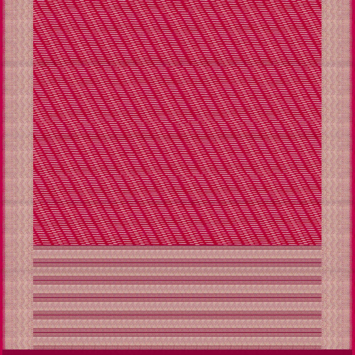 Pallu of Handwoven pink kora silk Saree