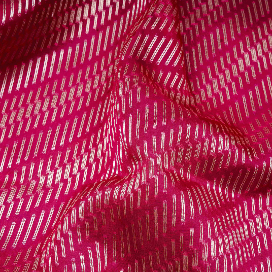 Closeup of Handwoven pink kora silk Saree