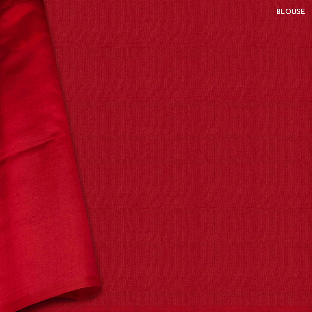 Blouse of Handwoven red banarasi kora silk Saree
