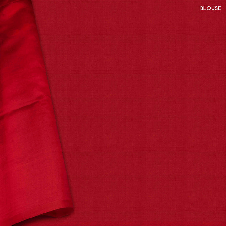 Blouse of Handwoven red banarasi kora silk Saree