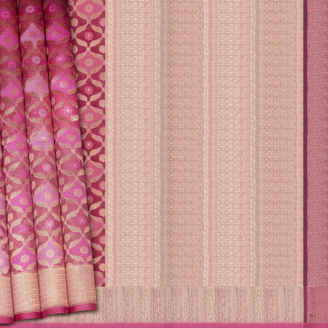 Saree with pink and beige patterns