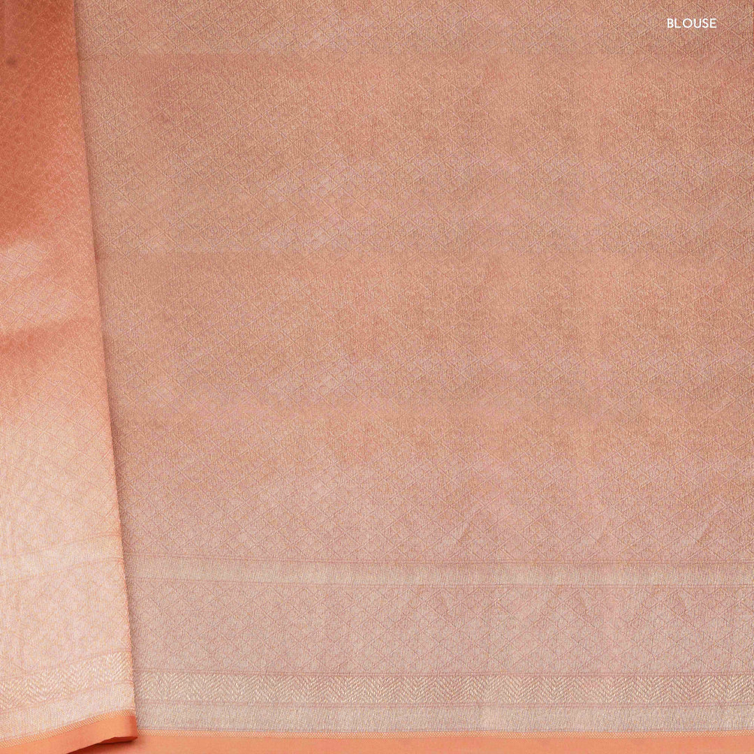 Blouse of Handwoven peach kora silk Saree