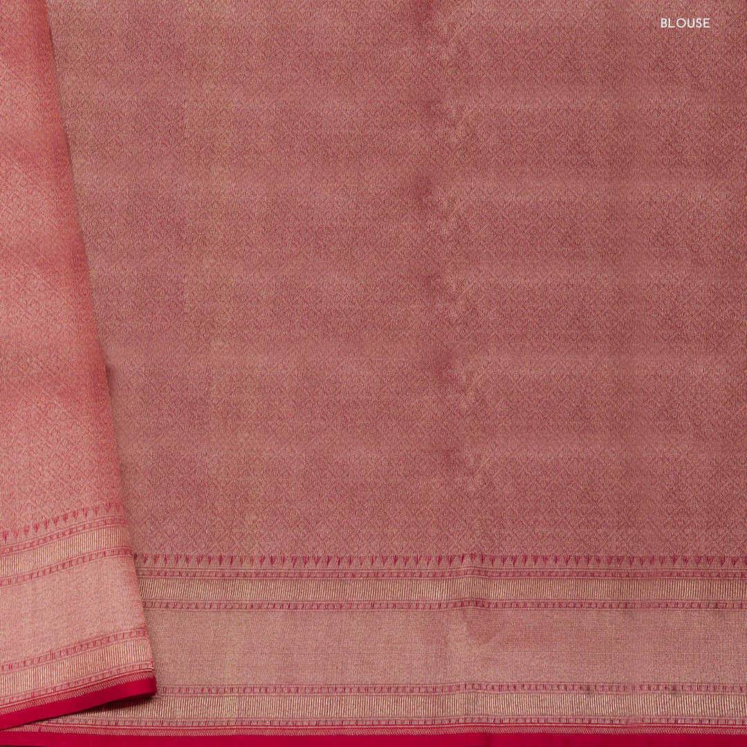 Blouse of Handwoven pink kora silk Saree