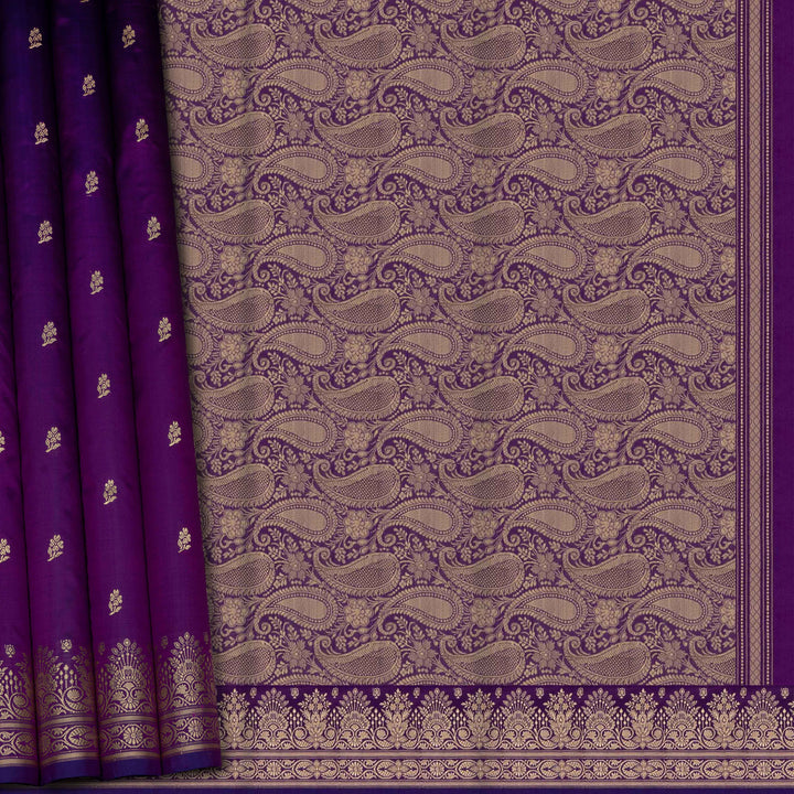 Purple fabric with gold paisley pattern