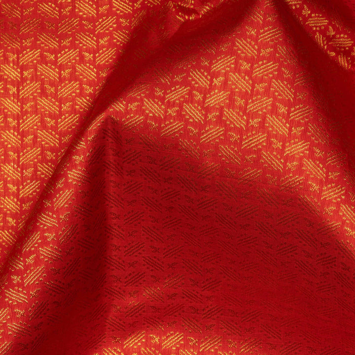 Red fabric with gold geometric pattern