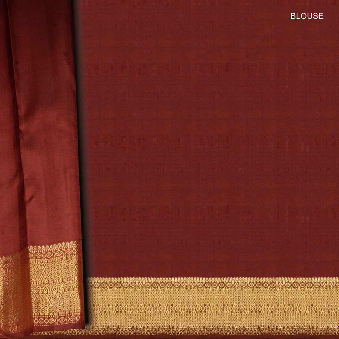 Blouse of Handwoven brown kanjivaram silk Saree